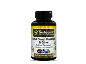 Black Seed, Mustard and Olive Oil Softgel Capsules - Cold-Pressed for Enhanced Immune Health, 90 Softgel Capsules