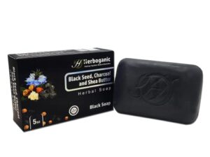 Black Seed, Charcoal and Shea Butter Herbal Soap | Natural Bar Soap for Face and Body | Purifying and Nourishing | Infused with Black Seed, Charcoal and Shea Butter | 5 Oz